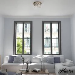 Langwood 13.25 in. 2 Light Distressed White Flush Mount Bathroom Light by Hunter -Hunter Sales distressed white hunter flush mount lights 19338 40 1000