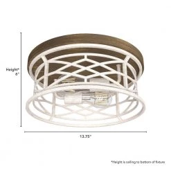 Langwood 13.25 in. 2 Light Distressed White Flush Mount Bathroom Light by Hunter -Hunter Sales distressed white hunter flush mount lights 19338 66 1000