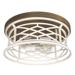 Langwood 13.25 in. 2 Light Distressed White Flush Mount Bathroom Light by Hunter -Hunter Sales distressed white hunter flush mount lights 19338 c3 1000