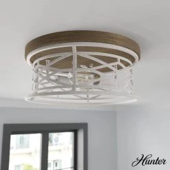 Hunter Sales -Hunter Sales distressed white hunter flush mount lights 19338 e1 1000