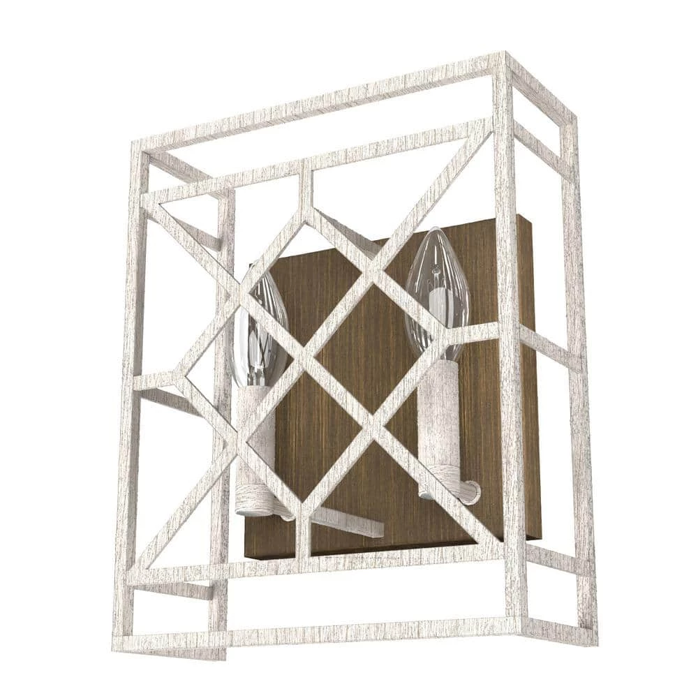Langwood 2 Light Distressed White Wall Sconce Bathroom Light by Hunter 3 Langwood 2 Light Distressed White Wall Sconce Bathroom Light by Hunter