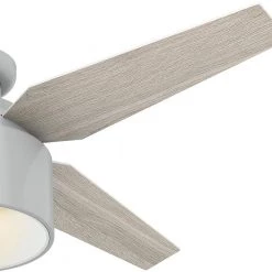Cranbrook 52 in. LED Low Profile Indoor Dove Grey Ceiling Fan with Light Kit and Remote Control by Hunter -Hunter Sales dove grey hunter ceiling fans with lights 50264 1f 1000