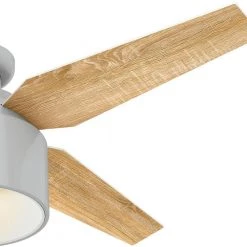 Cranbrook 52 in. LED Low Profile Indoor Dove Grey Ceiling Fan with Light Kit and Remote Control by Hunter -Hunter Sales dove grey hunter ceiling fans with lights 50264 4f 1000