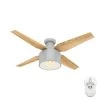 Cranbrook 52 in. LED Low Profile Indoor Dove Grey Ceiling Fan with Light Kit and Remote Control by Hunter -Hunter Sales dove grey hunter ceiling fans with lights 50264 64 1000