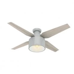 Cranbrook 52 in. LED Low Profile Indoor Dove Grey Ceiling Fan with Light Kit and Remote Control by Hunter -Hunter Sales dove grey hunter ceiling fans with lights 50264 c3 1000