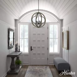 Gablecrest 4 Light French Oak Geometric Pendant Light Kitchen Light by Hunter -Hunter Sales french oak hunter chandeliers 19097 40 1000