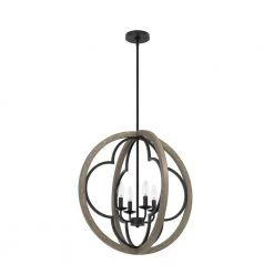 Gablecrest 4 Light French Oak Geometric Pendant Light Kitchen Light by Hunter