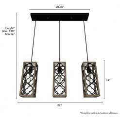 Gablecrest 3 Light French Oak Linear Chandelier with Metal Shades Kitchen Light by Hunter 15 Gablecrest 3 Light French Oak Linear Chandelier with Metal Shades Kitchen Light by Hunter -Hunter Sales french oak hunter chandeliers 19948 66 1000