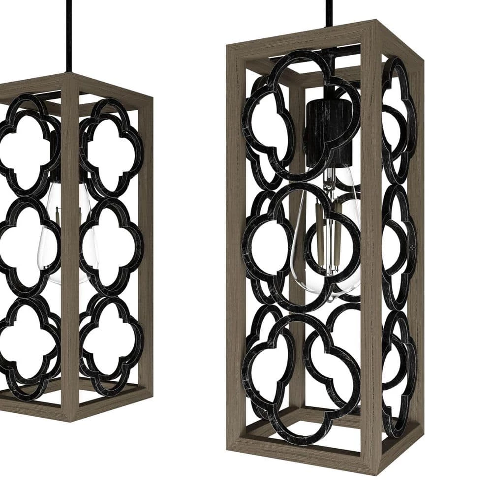 Gablecrest 3 Light French Oak Linear Chandelier with Metal Shades Kitchen Light by Hunter 6 Gablecrest 3 Light French Oak Linear Chandelier with Metal Shades Kitchen Light by Hunter - Image 4