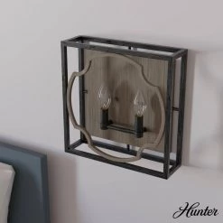 Stone Creek 2 Light Rustic Iron Wall Sconce Bathroom Light by Hunter 11 Stone Creek 2 Light Rustic Iron Wall Sconce Bathroom Light by Hunter -Hunter Sales french oak hunter vanity lighting 19227 e1 1000