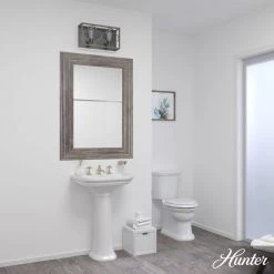 Gablecrest 17 in. 2 Light French Oak Vanity Light Bathroom Light by Hunter -Hunter Sales french oak hunter vanity lighting 19394 40 1000