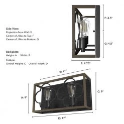 Gablecrest 17 in. 2 Light French Oak Vanity Light Bathroom Light by Hunter -Hunter Sales french oak hunter vanity lighting 19394 77 1000