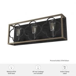 Gablecrest 25 in. 3 Light French Oak Vanity Light Bathroom Light by Hunter -Hunter Sales french oak hunter vanity lighting 19396 66 1000