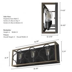 Gablecrest 25 in. 3 Light French Oak Vanity Light Bathroom Light by Hunter -Hunter Sales french oak hunter vanity lighting 19396 77 1000