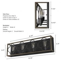 Gablecrest 33 in. 4-Light French Oak Vanity Light by Hunter -Hunter Sales french oak hunter vanity lighting 19398 66 1000