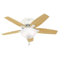 Newsome 42 in. Indoor Low Profile Fresh White Ceiling Fan With LED Light Kit and Remote by Hunter -Hunter Sales fresh white hunter ceiling fans with lights 32812 1d 1000