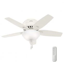 Newsome 42 in. Indoor Low Profile Fresh White Ceiling Fan With LED Light Kit and Remote by Hunter