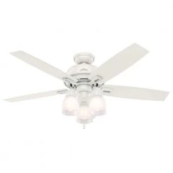 Donegan 52 in. Indoor Fresh White Ceiling Fan With LED Light Kit and Remote by Hunter -Hunter Sales fresh white hunter ceiling fans with lights 32855 1d 1000