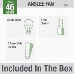 Anslee 46 in. Indoor Low Profile Fresh White Ceiling Fan With LED Light Kit and Remote by Hunter -Hunter Sales fresh white hunter ceiling fans with lights 32869 44 1000