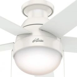 Anslee 46 in. Indoor Low Profile Fresh White Ceiling Fan With LED Light Kit and Remote by Hunter -Hunter Sales fresh white hunter ceiling fans with lights 32869 fa 1000