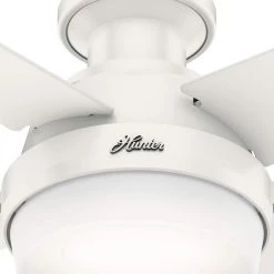 Ristrello 44 in. LED Low Profile Indoor Fresh White Ceiling Fan with Light Kit by Hunter -Hunter Sales fresh white hunter ceiling fans with lights 50189 44 1000