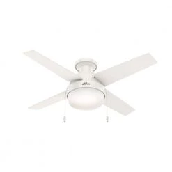Ristrello 44 in. LED Low Profile Indoor Fresh White Ceiling Fan with Light Kit by Hunter