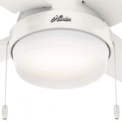 Ristrello 44 in. LED Low Profile Indoor Fresh White Ceiling Fan with Light Kit by Hunter -Hunter Sales fresh white hunter ceiling fans with lights 50189 a0 1000