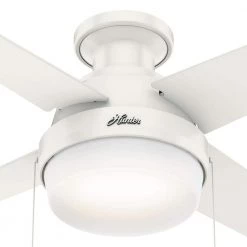 Ristrello 44 in. LED Low Profile Indoor Fresh White Ceiling Fan with Light Kit by Hunter -Hunter Sales fresh white hunter ceiling fans with lights 50189 c3 1000