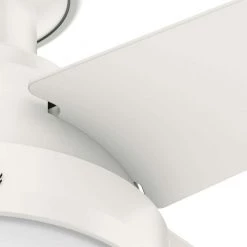 Ristrello 44 in. LED Low Profile Indoor Fresh White Ceiling Fan with Light Kit by Hunter -Hunter Sales fresh white hunter ceiling fans with lights 50189 fa 1000