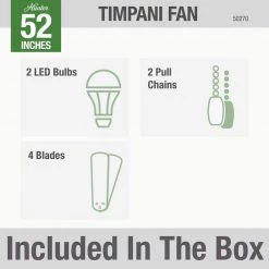 Timpani 52 in. LED Indoor Fresh White Ceiling Fan with Light Kit by Hunter -Hunter Sales fresh white hunter ceiling fans with lights 50362 76 1000