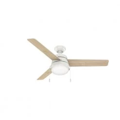 Aker 52 in. LED Indoor/Outdoor Fresh White Ceiling Fan with Light Kit by Hunter -Hunter Sales fresh white hunter ceiling fans with lights 50387 1f 1000