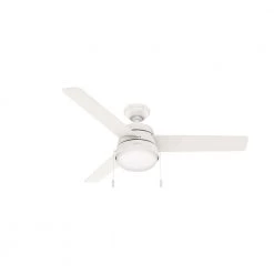 Aker 52 in. LED Indoor/Outdoor Fresh White Ceiling Fan with Light Kit by Hunter