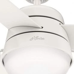 Aker 52 in. LED Indoor/Outdoor Fresh White Ceiling Fan with Light Kit by Hunter -Hunter Sales fresh white hunter ceiling fans with lights 50387 66 1000
