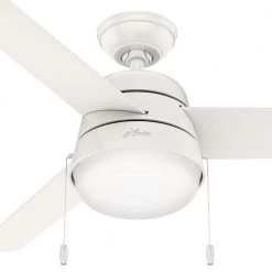 Aker 52 in. LED Indoor/Outdoor Fresh White Ceiling Fan with Light Kit by Hunter -Hunter Sales fresh white hunter ceiling fans with lights 50387 fa 1000