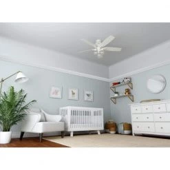 Crown Canyon II 52 in. LED Indoor Fresh White Ceiling Fan with Light Kit by Hunter -Hunter Sales fresh white hunter ceiling fans with lights 50429 31 1000