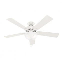 Swanson 52 in. LED Indoor Fresh White Ceiling Fan with Light by Hunter