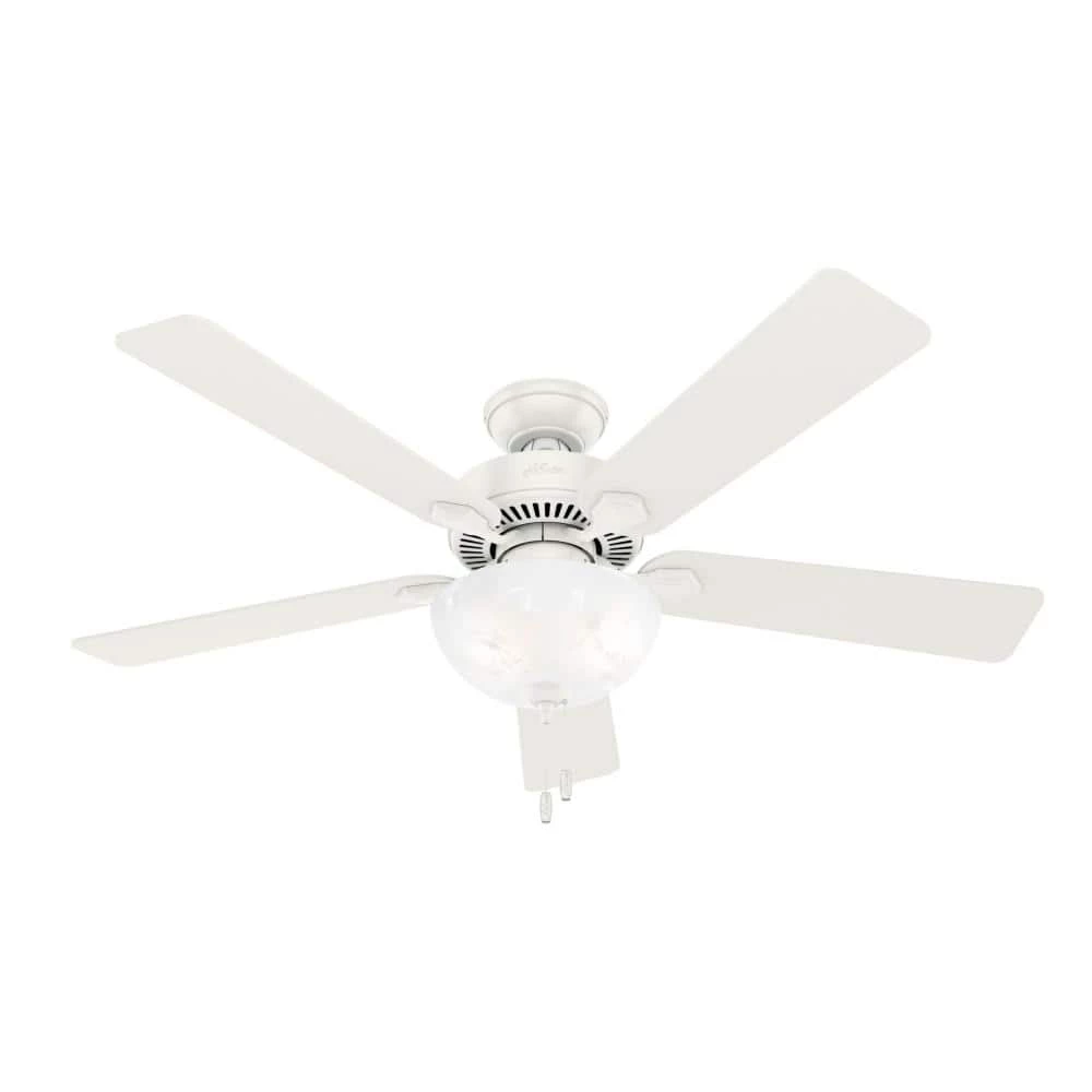 Swanson 52 in. LED Indoor Fresh White Ceiling Fan with Light by Hunter 3 Swanson 52 in. LED Indoor Fresh White Ceiling Fan with Light by Hunter