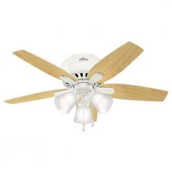 Newsome 42 in. LED Indoor Low Profile Fresh White Ceiling Fan with 3-Light Kit by Hunter -Hunter Sales fresh white hunter ceiling fans with lights 51077 31 1000