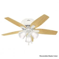 Newsome 42 in. LED Indoor Low Profile Fresh White Ceiling Fan with 3-Light Kit by Hunter -Hunter Sales fresh white hunter ceiling fans with lights 51077 40 1000