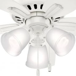 Newsome 42 in. LED Indoor Low Profile Fresh White Ceiling Fan with 3-Light Kit by Hunter -Hunter Sales fresh white hunter ceiling fans with lights 51077 4f 1000