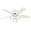 Newsome 42 in. LED Indoor Low Profile Fresh White Ceiling Fan with 3-Light Kit by Hunter -Hunter Sales fresh white hunter ceiling fans with lights 51077 64 1000