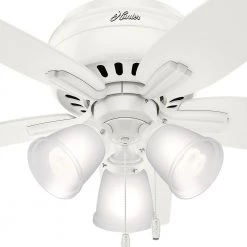 Newsome 42 in. LED Indoor Low Profile Fresh White Ceiling Fan with 3-Light Kit by Hunter -Hunter Sales fresh white hunter ceiling fans with lights 51077 77 1000