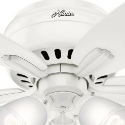 Newsome 42 in. LED Indoor Low Profile Fresh White Ceiling Fan with 3-Light Kit by Hunter -Hunter Sales fresh white hunter ceiling fans with lights 51077 a0 1000