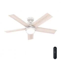 Interface 52 in. Indoor Fresh White Smart Ceiling Fan with Light and Remote Control by Hunter