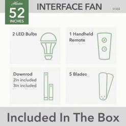 Interface 52 in. Indoor Fresh White Smart Ceiling Fan with Light and Remote Control by Hunter -Hunter Sales fresh white hunter ceiling fans with lights 51355 c3 1000