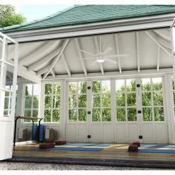 Solaria 60 in. Integrated LED Outdoor Fresh White Ceiling Fan with Light Kit and Wall Control by Hunter -Hunter Sales fresh white hunter ceiling fans with lights 51476 40 1000