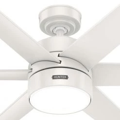 Solaria 60 in. Integrated LED Outdoor Fresh White Ceiling Fan with Light Kit and Wall Control by Hunter -Hunter Sales fresh white hunter ceiling fans with lights 51476 76 1000