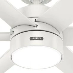 Solaria 60 in. Integrated LED Outdoor Fresh White Ceiling Fan with Light Kit and Wall Control by Hunter -Hunter Sales fresh white hunter ceiling fans with lights 51476 fa 1000