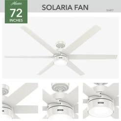 Solaria 72 in. Integrated LED Outdoor Fresh White Ceiling Fan with Light Kit and Wall Control by Hunter -Hunter Sales fresh white hunter ceiling fans with lights 51477 1d 1000