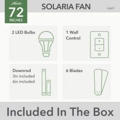 Solaria 72 in. Integrated LED Outdoor Fresh White Ceiling Fan with Light Kit and Wall Control by Hunter -Hunter Sales fresh white hunter ceiling fans with lights 51477 4f 1000